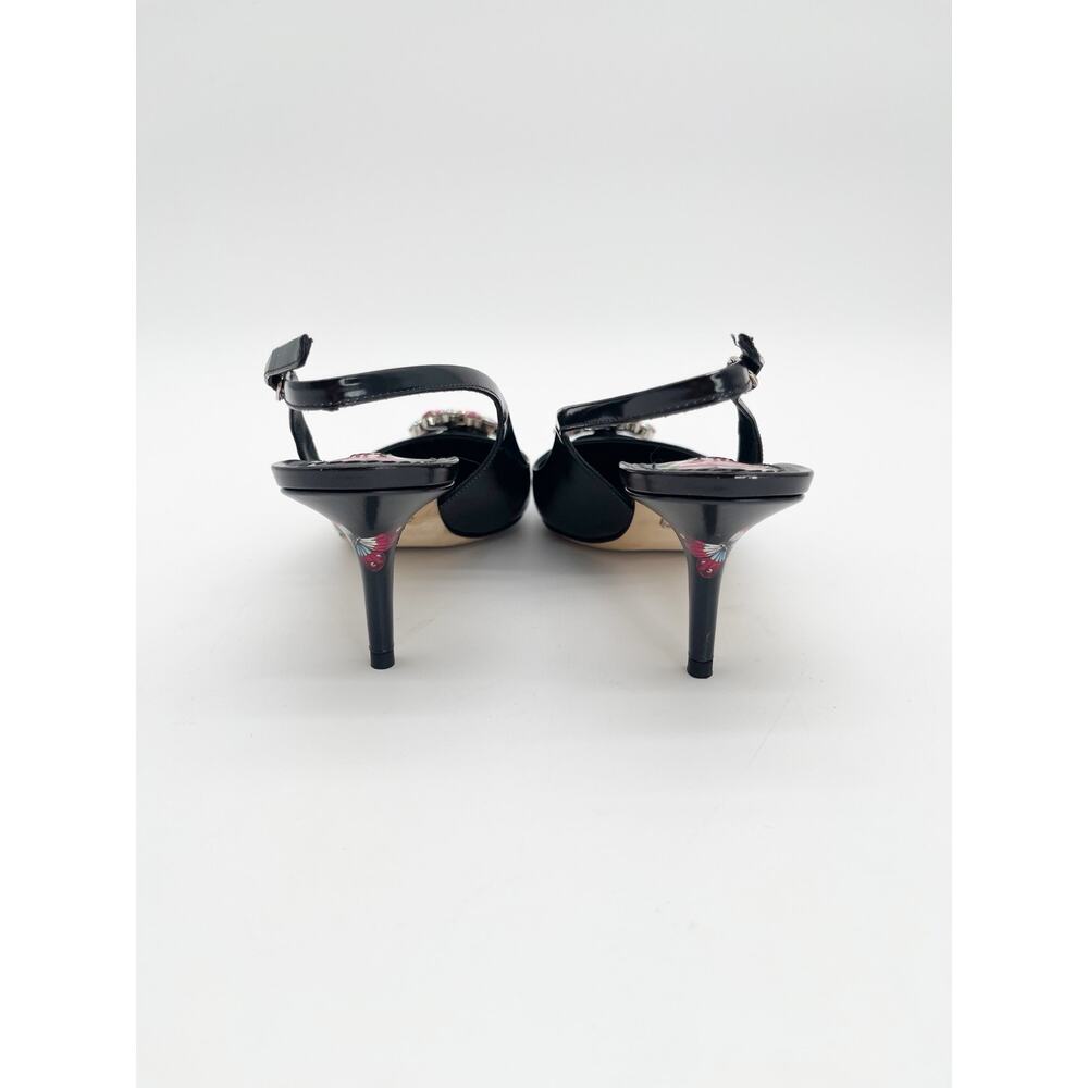 Dolce & Gabbana Black Rose Butterfly Crystal Pointed Toe Slingback Heels IT 40 - Picture 11 of 16